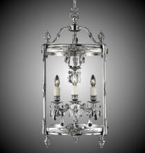  LT2213-A-01G-PI - 3 Light 13 inch Lantern with Clear Curved glass & Crystal