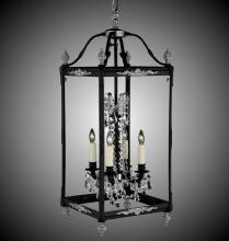  LT2414-A-01G-PI - 4 Light 13 inch Extended Square Lantern with Crystal and Glass