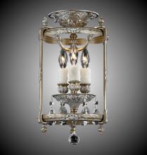  LTFM2208-A-01G-PI - 3 Light 8 inch Semi-Flush Lantern with Clear Curved glass & Crystal