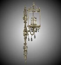  WS2287-A-01G-PI - 3 Light 8 inch Extended Lantern Wall Sconce with Clear Curved glass & Crystal