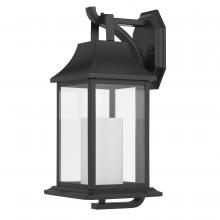  E10027-001 - Boston 17 In 1-Light Matte Black Outdoor Wall Light With Opal White Glass