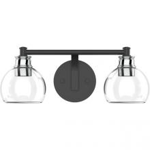  E20067-005 - Jinky 2-Light Black Vanity Light With Clear Globe Shades And Brushed Nickel Accents W16" X D6” X