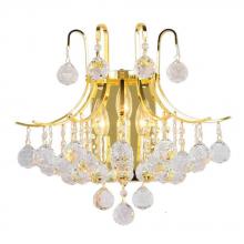  W23016G16 - Empire 3-Light Gold Finish and Clear Crystal Wall Sconce Light 16 in. W X 16 in. H Large