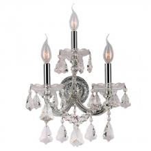  W23071C12 - Maria Theresa 3-Light Chrome Finish and Clear Crystal Candle Wall Sconce Light 12 in. W x 22 in. H M