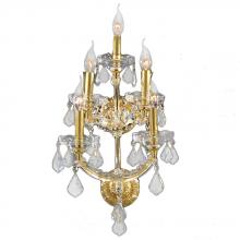  W23072G12 - Maria Theresa 5-Light Gold Finish and Clear Crystal Candle Wall Sconce Light 12 in. W x 29.5 in. H M