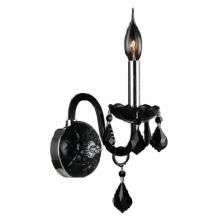  W23101C4-BL - Provence 1-Light Chrome Finish and Black Crystal Candle Wall Sconce Light 4 in. W x 15 in. H Small