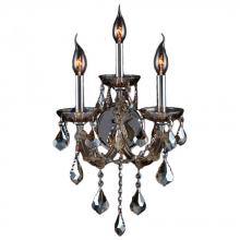  W23113C12-GT - Maria Theresa 3-Light Chrome Finish and Golden Teak Crystal Candle Wall Sconce Light 12 in. W x 20 i