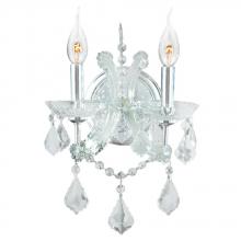  W23116C10-CL - Maria Theresa 2-Light Chrome Finish and Clear Crystal Candle Wall Sconce Light Light 10 in. W x 15 i