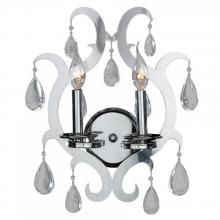  W23130C13 - Henna 2-Light Chrome Finish and Clear Crystal Wall Sconce Light 13 in. W x 17 in. H Medium