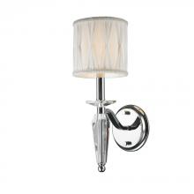  W23132C6 - Gatsby 1-Light Chrome Finish and Clear Crystal Wall Sconce Light with White Fabric Shade 6 in. W x 1