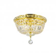  W33008G12 - Empire 4-Light Gold Finish and Clear Crystal Flush Mount Ceiling Light 12 in. Dia x 9 in. H Round Sm