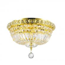  W33009G14 - Empire 4-Light Gold Finish and Clear Crystal Flush Mount Ceiling Light 14 in. Dia x 9 in. H Round Me