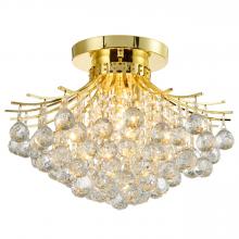  W33015G19 - Empire 3-Light Gold Finish and Clear Crystal Flush Mount Ceiling Light 19 in. Dia x 14 in. H Round L