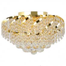  W33017G16 - Empire 6-Light Gold Finish and Clear Crystal Flush Mount Ceiling Light 16 in. Dia x 9 in. H Round Me