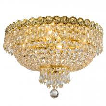  W33020G18 - Empire Collection 4 Light Gold Finish and Clear Crystal Flush Mount Ceiling Light 18" d x 10"