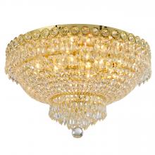  W33020G20 - Empire Collection 6 Light Gold Finish and Clear Crystal Flush Mount Ceiling Light 20" d x 12"