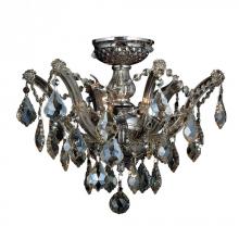  W33116C16-GT - Maria Theresa 3-Light Chrome Finish and Golden Teak Crystal Semi-Flush Mount Ceiling Light 16 in. Di