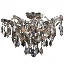  W33116C20-GT - Maria Theresa 6-Light Chrome Finish and Golden Teak Crystal Semi-Flush Mount Ceiling Light 20 in. Di