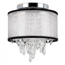  W33125C8-WSO - Tempest Collection 1 Light Chrome Finish Crystal Flush Mount Ceiling Light with White Organza Drum S