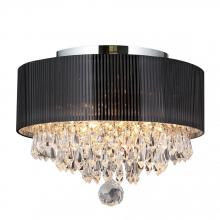  W33137C12 - Gatsby 3-Light Chrome Finish Crystal Flush Mount with Black Acrylic drum Shade 12 in. Dia x 9 in. H