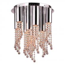  W33138C15-GT - Metropolis Collection 10 Light Halogen Chrome Finish and Golden Teak Crystal Flush Mount 15" D x