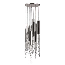  W33138C16-CL - Metropolis Collection 15 Light Halogen Chrome Finish and Clear Crystal Flush Mount 16" D x 50