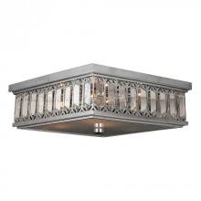  W33140C14 - Athens 6-Light Chrome Finish and Clear Crystal Flush Mount Ceiling Light 14 in. Square Medium