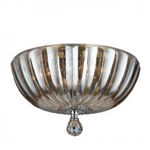  W33141C14-GT - Mansfield 4-Light Chrome Finish and Golden Teak Crystal Bowl Flush Mount Ceiling Light 14 in. Medium