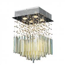  W33261C12-GT - Torrent Collection 4 Light Chrome Finish and Golden Teak Crystal Flush Mount Ceiling Light 12" L