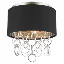  W33280MN12 - Catena 3-Light Matte Nickel Finish with Black Linen drum Shade Flush Mount Ceiling Light 12 in. Dia 