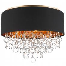  W33283MG24 - Catena 6-Light Matte Gold Finish with Black Linen drum Shade Flush Mount Ceiling Light 24 in. Dia x