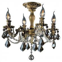  W33303BP17-GT - Windsor 4-Light Antique Bronze Finish and Golden Teak Crystal Semi Flush Mount Ceiling Light 17 in. 