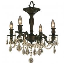  W33303F17-GT - Windsor 4-Light dark Bronze Finish and Golden Teak Crystal Semi Flush Mount Ceiling Light 17 in. Dia