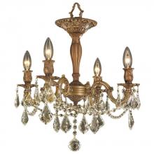  W33303FG17-GT - Windsor 4-Light French Gold Finish and Golden Teak Crystal Semi Flush Mount Ceiling Light 17 in. Dia