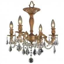  W33303FG17-CL - Windsor 4-Light French Gold Finish and Clear Crystal Semi Flush Mount Ceiling Light 17 in. Dia x 19 