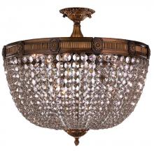  W33353B24-CL - Winchester 9-Light Antique Bronze Finish and Clear Crystal Semi Flush Mount Ceiling Light 24 in. Dia