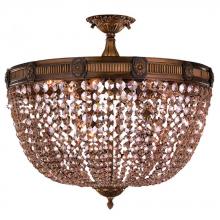  W33353B24-GT - Winchester 9-Light Antique Bronze Finish and Golden Teak Crystal Semi Flush Mount Ceiling Light 24 i