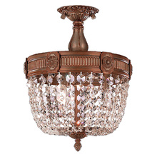  W33353FG12-CL - Winchester 3-Light French Gold Finish and Clear Crystal Semi Flush Mount Ceiling Light 12 in. Dia x 