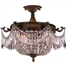  W33354B20-CL - Winchester 3-Light Antique Bronze Finish and Clear Crystal Semi Flush Mount Ceiling Light 20 in. Dia