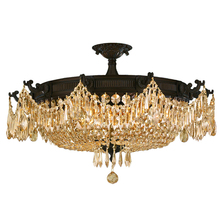  W33354F30-GT - Winchester 10-Light dark Bronze Finish and Golden Teak Crystal Semi Flush Mount Ceiling Light 30 in.