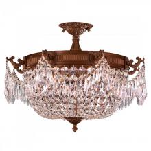  W33354FG20-CL - Winchester 3-Light French Gold Finish and Clear Crystal Semi Flush Mount Ceiling Light 20 in. Dia x 