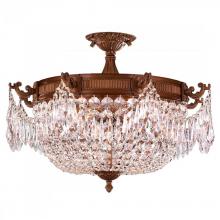  W33354FG24-CL - Winchester 4-Light French Gold Finish and Clear Crystal Semi Flush Mount Ceiling Light 24 in. Dia x 