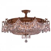  W33354FG30-CL - Winchester 10-Light French Gold Finish and Clear Crystal Semi Flush Mount Ceiling Light 30 in. Dia x