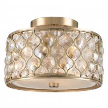  W33412CG12-CM - Paris 3-Light Champagne Gold Finish with Clear and Golden Teak Crystal Flush Mount Ceiling Light 12