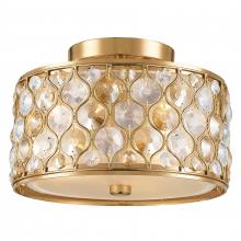  W33412MG12-CM - Paris 3-Light Matte Gold Finish with Clear and Golden Teak Crystal Flush Mount Ceiling Light 12 in. 