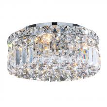  W33505C12 - Cascade 4-Light Chrome Finish and Clear Crystal Flush Mount Ceiling Light 12 in. Dia x 5.5 in. H Rou