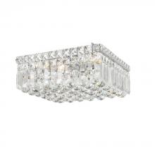  W33516C12 - Cascade 4-Light Chrome Finish and Clear Crystal Flush Mount Ceiling Light 12 in. L x 12 in. W x 5.5 