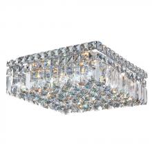  W33517C14 - Cascade 4-Light Chrome Finish and Clear Crystal Flush Mount Ceiling Light 14 in. L x 14 in. W x 5.5 