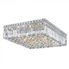  W33518C16 - Cascade 6-Light Chrome Finish and Clear Crystal Flush Mount Ceiling Light 16 in. L x 16 in. W x 5.5 