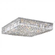  W33520C24 - Cascade 13-Light Chrome Finish and Clear Crystal Flush Mount Ceiling Light 24 in. L x 24 in. W x 5.5